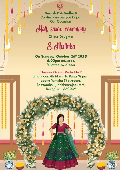 Customized Half Saree Invitation Cards