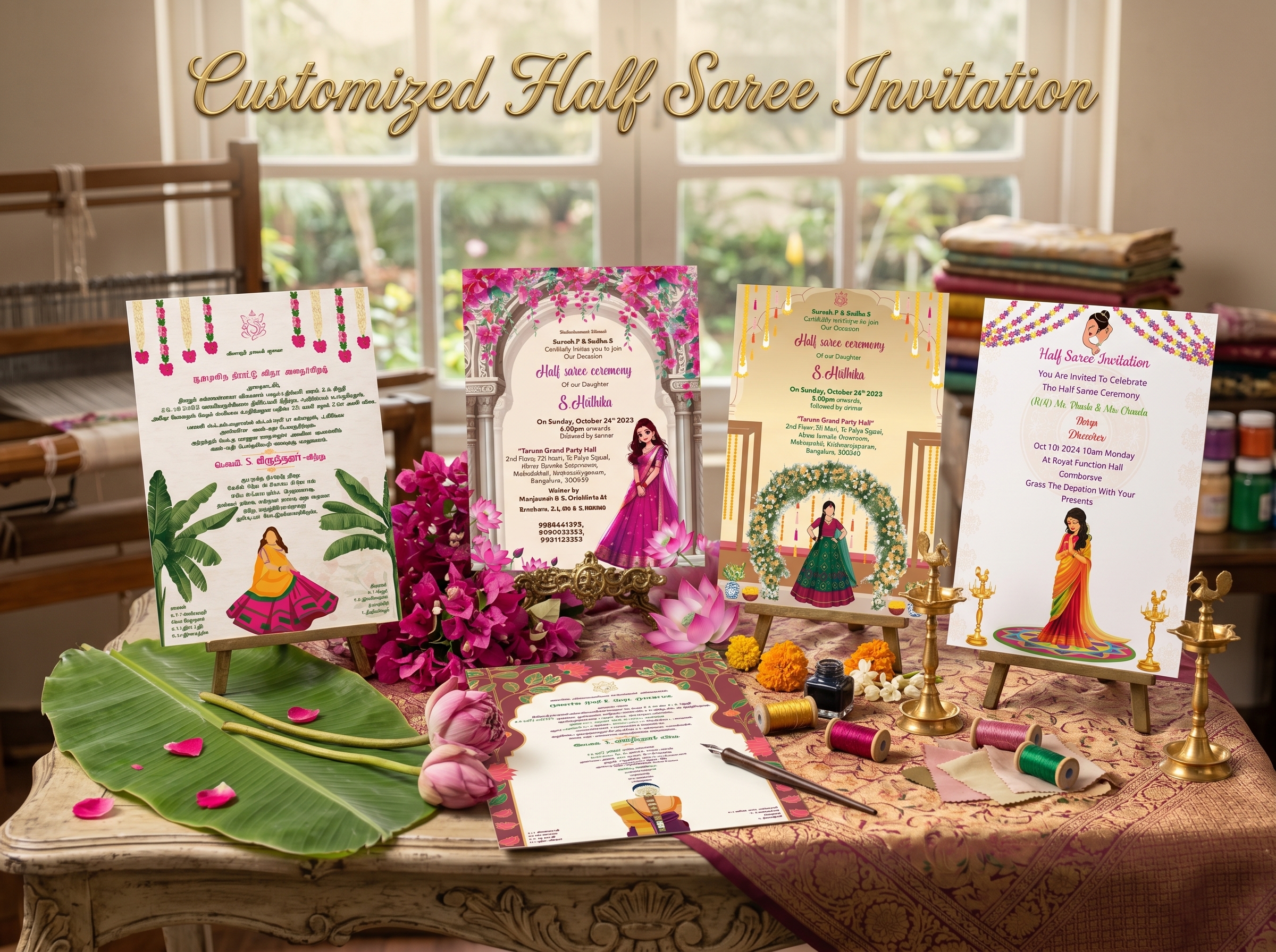 Customized Half Saree Invitation